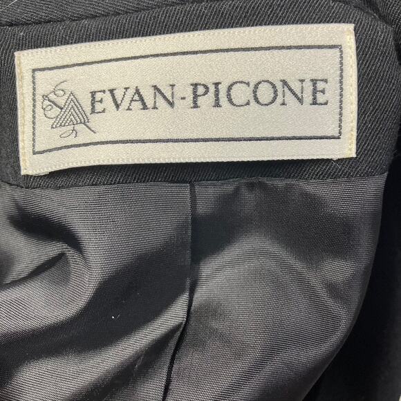 Vintage 80's Evan Picone Worsted Wool Black SIngle Button Blazer Womens 10/12 - Picture 11 of 15